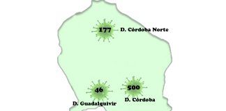 Mapa del coronavirus en Córdoba, por distritos sanitarios./Foto: Irene Lucena