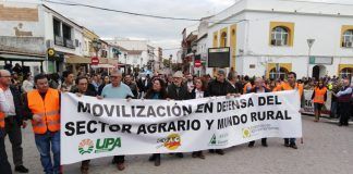 Protesta de los agricultores en Adamuz./Foto: LVC pac