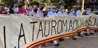 Vox Cabecera de la manifestación en defensa de la tauromaquia. toros paseo taurino