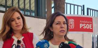 Isabel Ambrosio atiende a los medios junto a Carmen Victoria Campos./Foto: PSOE
